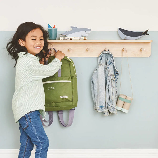 Wooden Peg Rail with Shelf, Natural