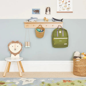 Wooden Peg Rail with Shelf, Natural	