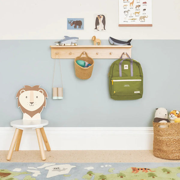 Wooden Peg Rail with Shelf, Natural	