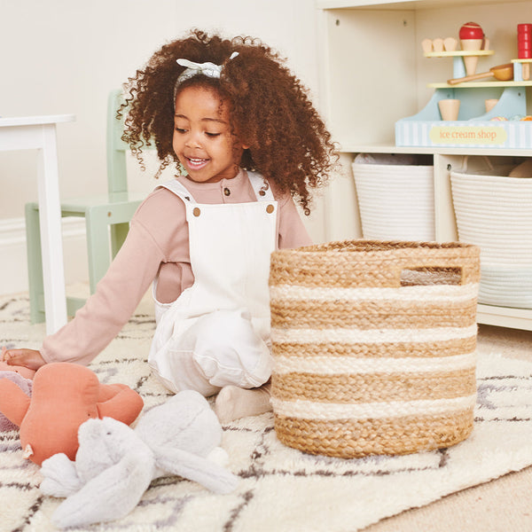 Jute Storage Basket, Ivory & Natural