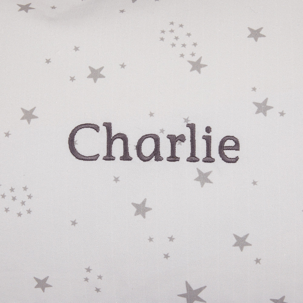 Personalised Washable Bean Bag, Grey Scattered Stars	