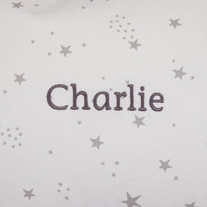 Personalised Washable Bean Bag, Grey Scattered Stars	