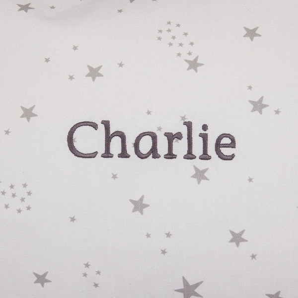 Personalised Washable Bean Bag, Grey Scattered Stars	