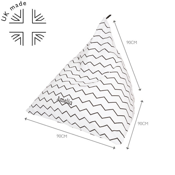 Personalised Washable Bean Bag, Zigzag	