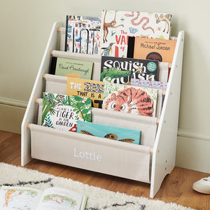 Personalised Sling Fabric Bookcase, Natural