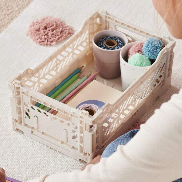 Aykasa Mini Folding Crate, Coconut Milk	