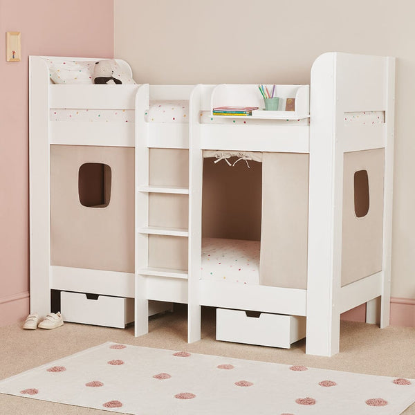 Paddington Bunk Bed, Natural Bed Curtains	