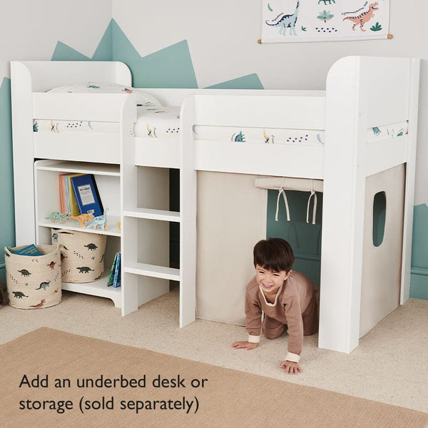 Paddington Mid Sleeper, Natural Bed Curtains