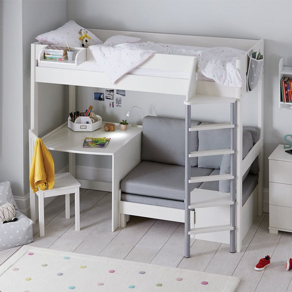 Merlin High Sleeper with Desk, Silver Grey