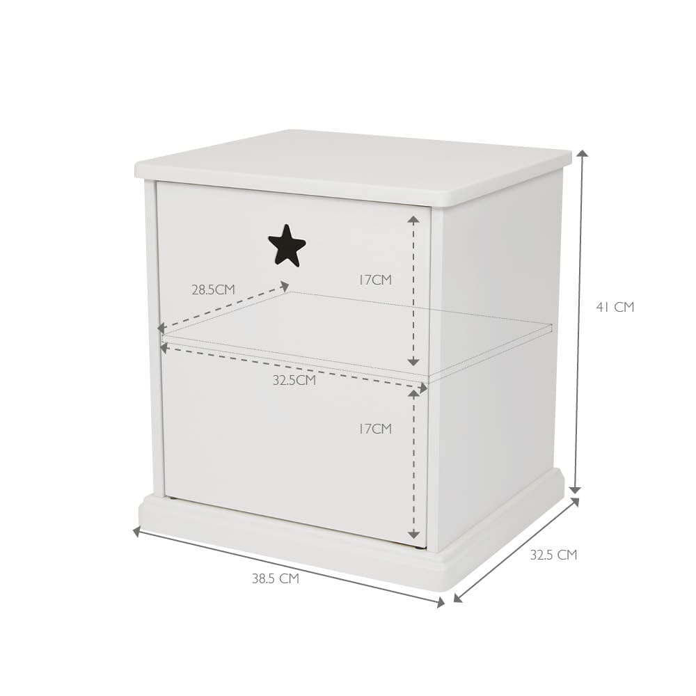 Star Bright Bedside Table, Bright White