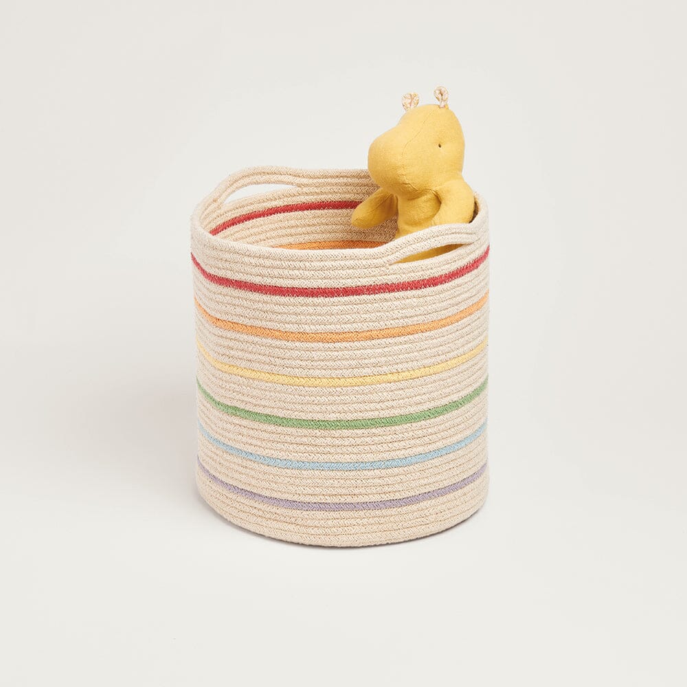 Woven Storage Basket, Rainbow Stripe