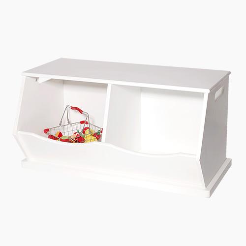 Double Stacking Wooden Toy Storage Trunk, Bright White