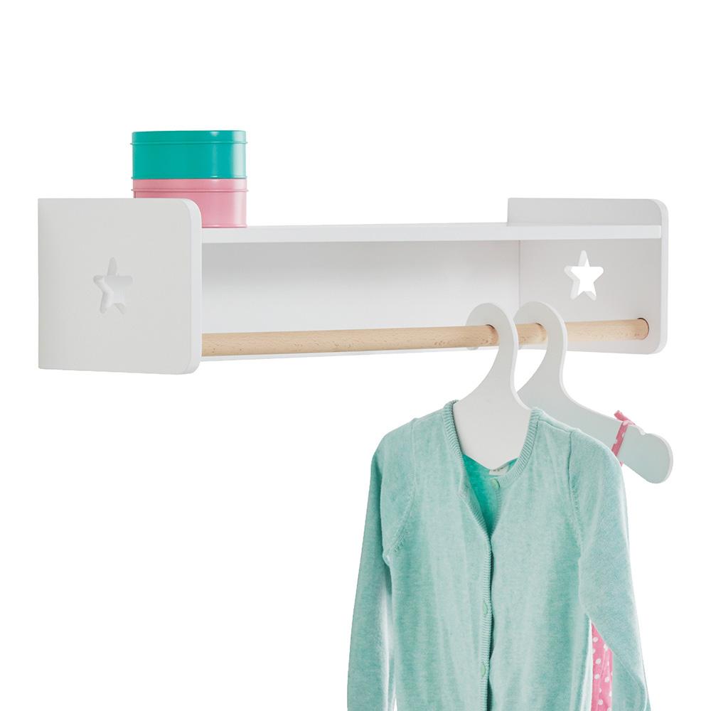 cut-out of tomorrow's clothes rail used as a nursery clothes rail