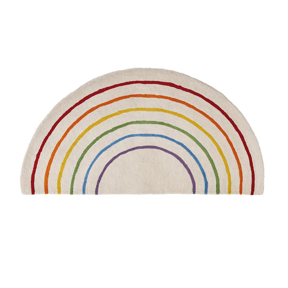 gltc wool rainbow rug, semi circle