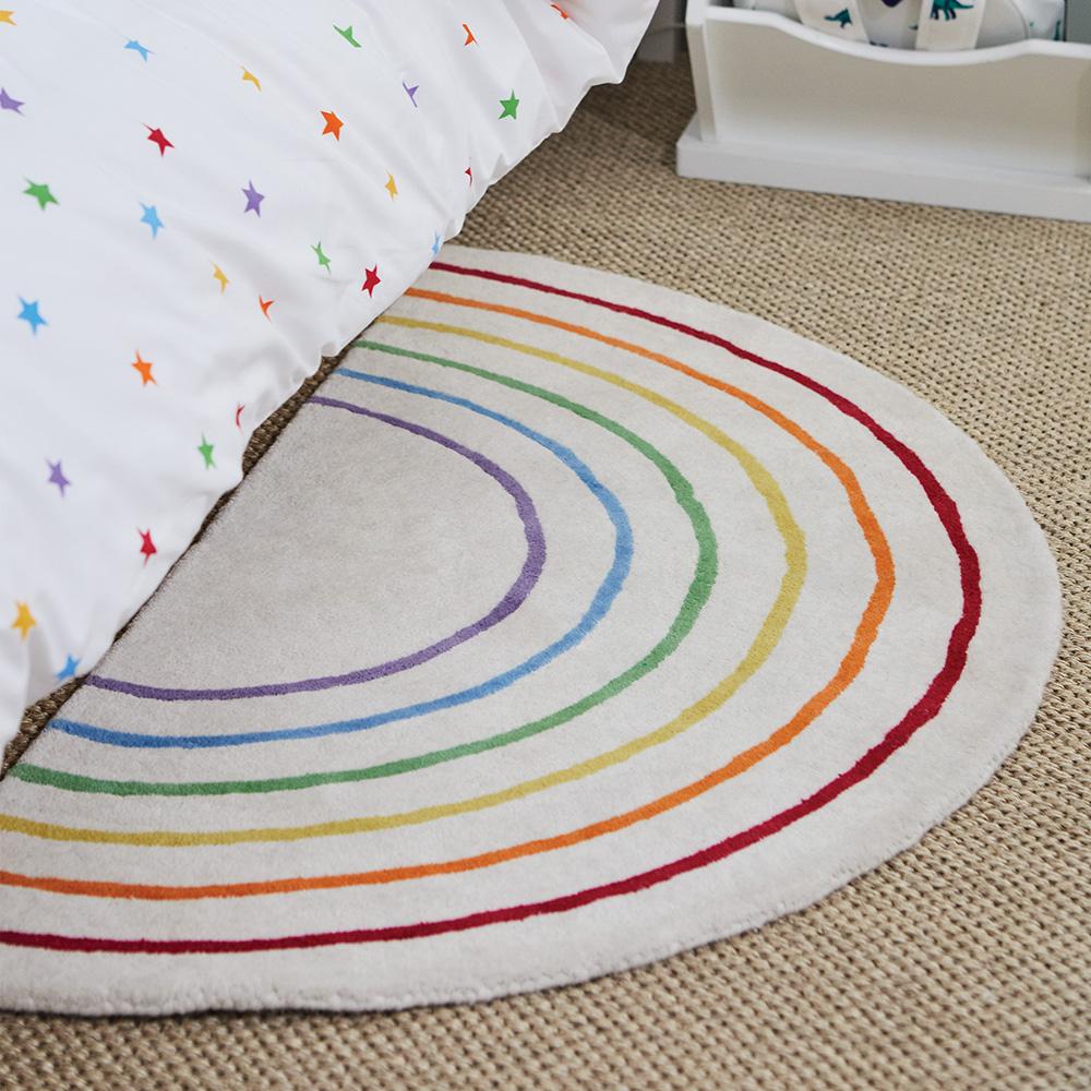 semi circle rainbow rug