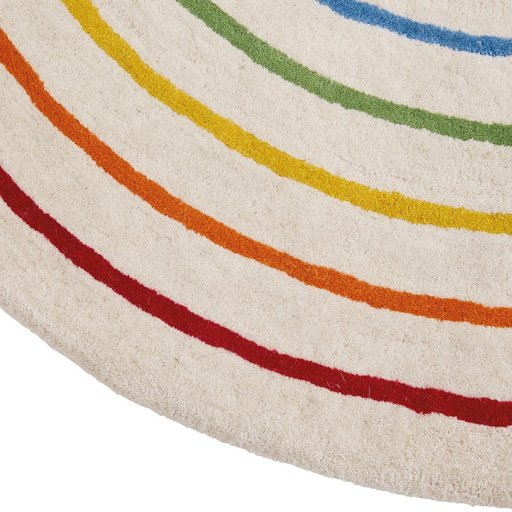 gltc 100% wool rainbow semi cicle rug close up