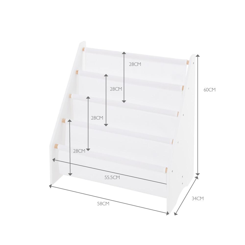 Fabric Sling Bookcase, White
