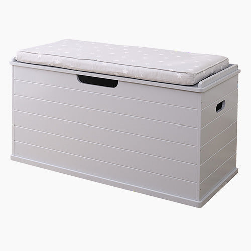 Grey large classic toy box with grey stardust cushion