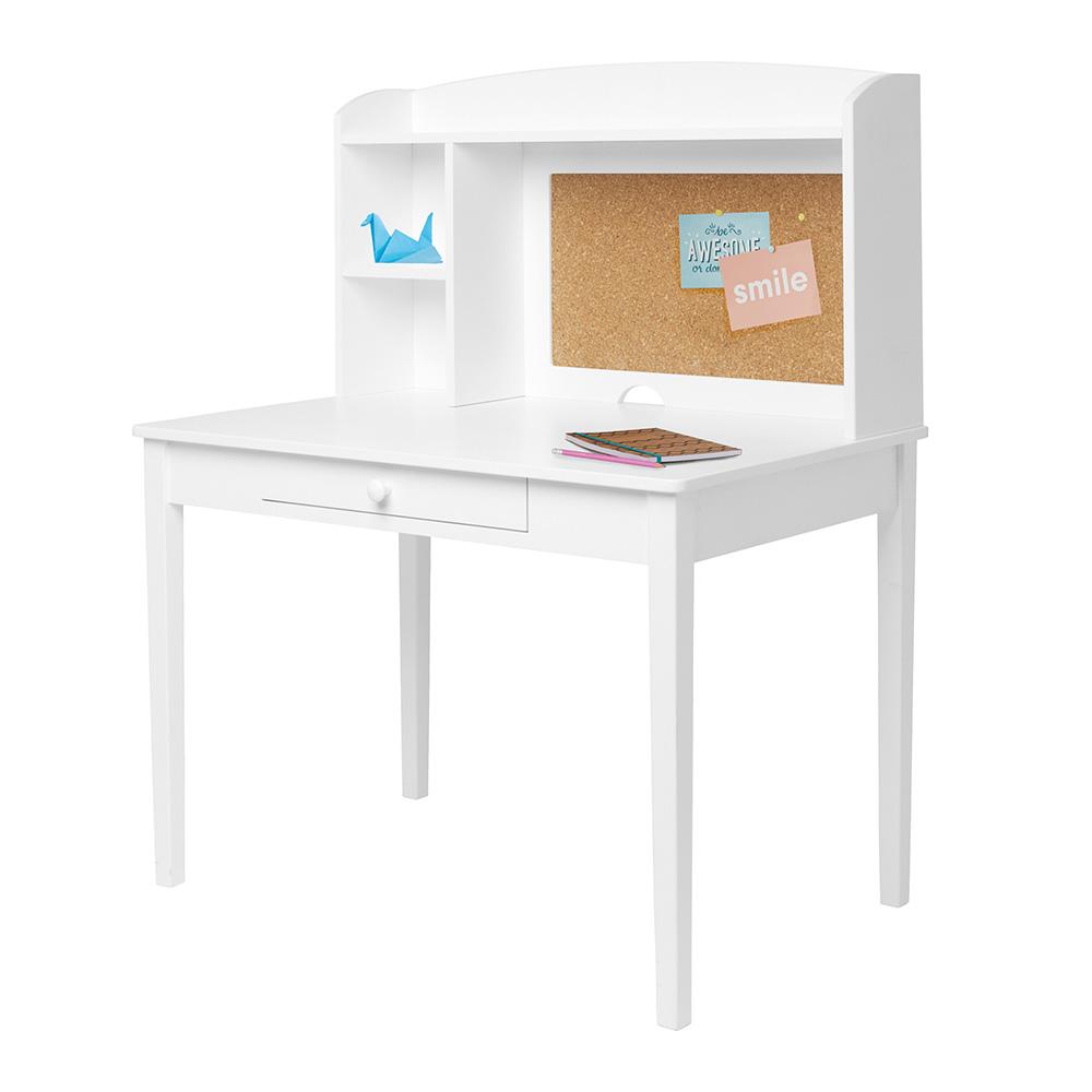 Junior Wooden Study Desk with Shelves & Drawers, White