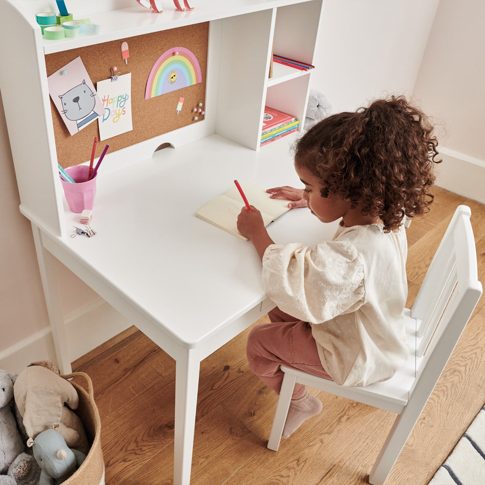 Costway 2-Piece Wood Top Kids Desk and Chair Set Study Writing