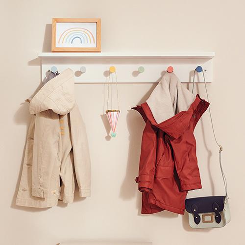 Children Coat Hanger with Shelf, Kids Peg Hooks, Kids Coat Room Decor