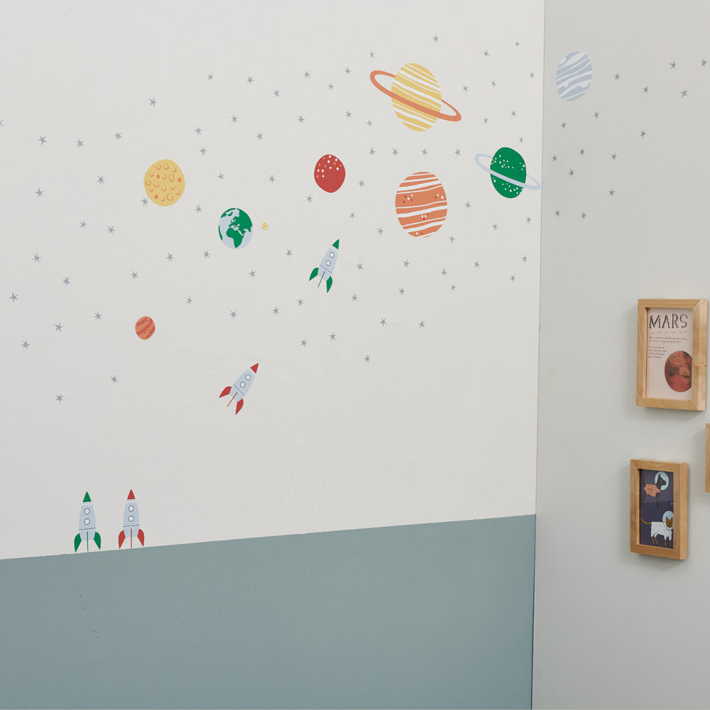 Space wall stickers with stars, planets and rockets