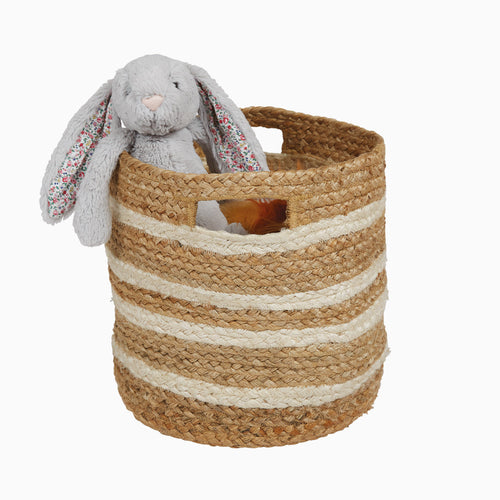 Jute Storage Basket, Ivory & Natural