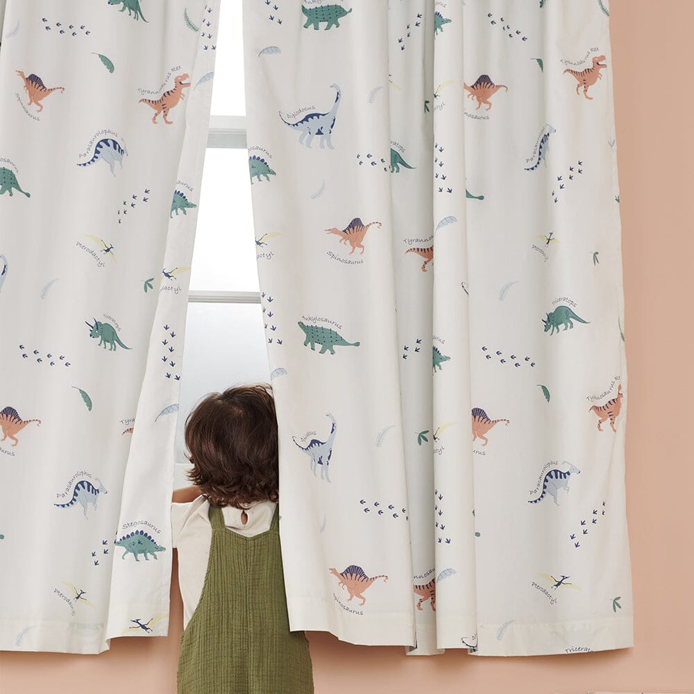 Children’s Easy-Care Blackout Curtains - Dinosaur Explorer, W135 x L137 (cm)