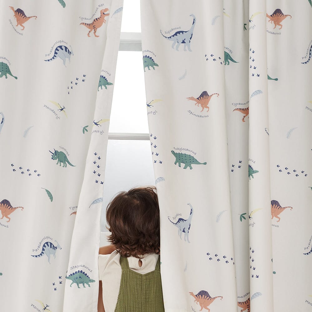 Children’s Easy-Care Blackout Curtains - Dinosaur Explorer, W165 x L183 (cm)